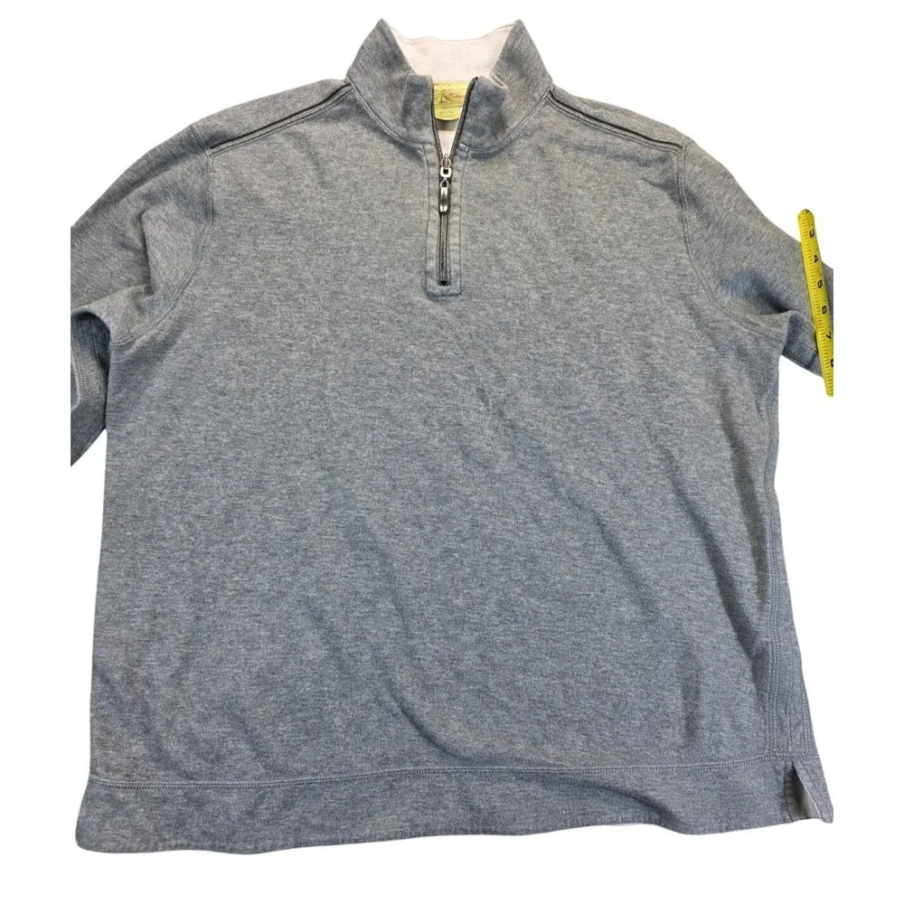 Tommy Bahama Mens XL Gray Quarter Zip Pullover Sweatshirt Cotton Mock Neck